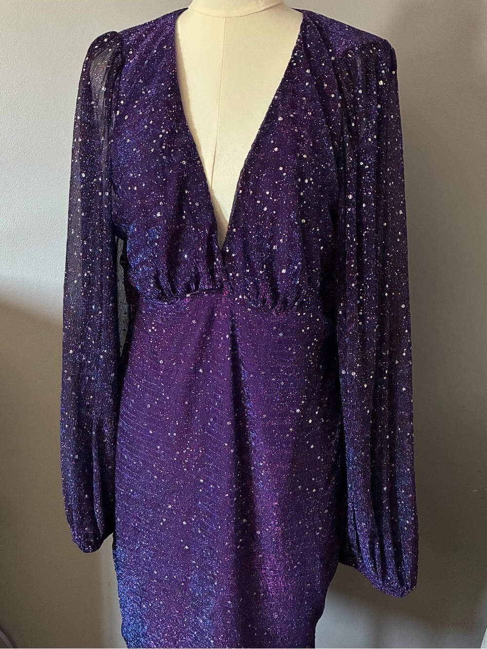 SHEIN Curve Purple Long Sleeve Plus-Size Dress